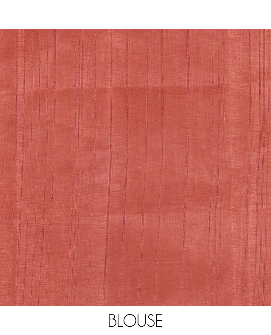 Multi color shibori printed jute tussar saree, contrast plain border, plain pallu with tussels, and contrast plain blouse