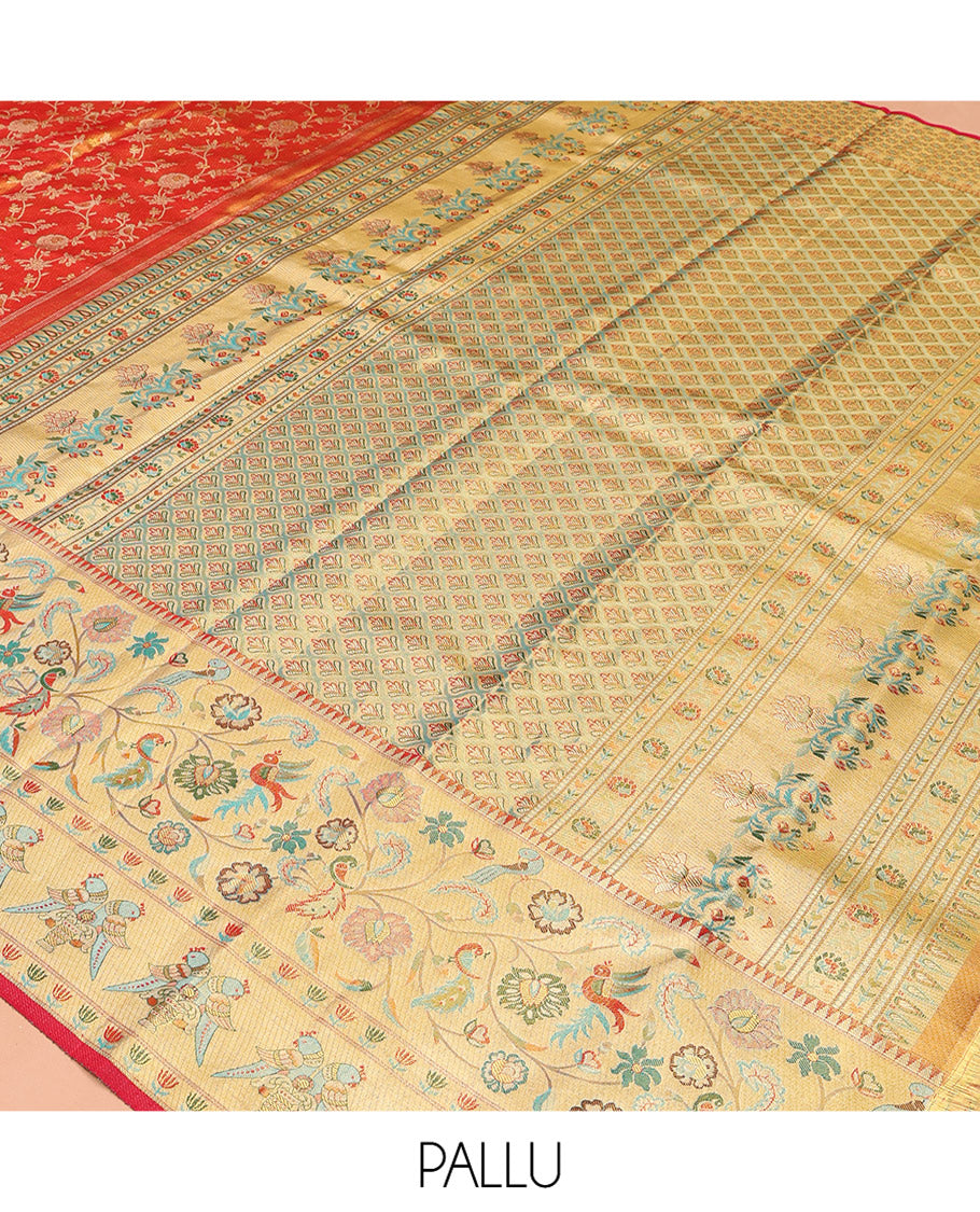 Orange Kanchipuram Tissue Silk Saree