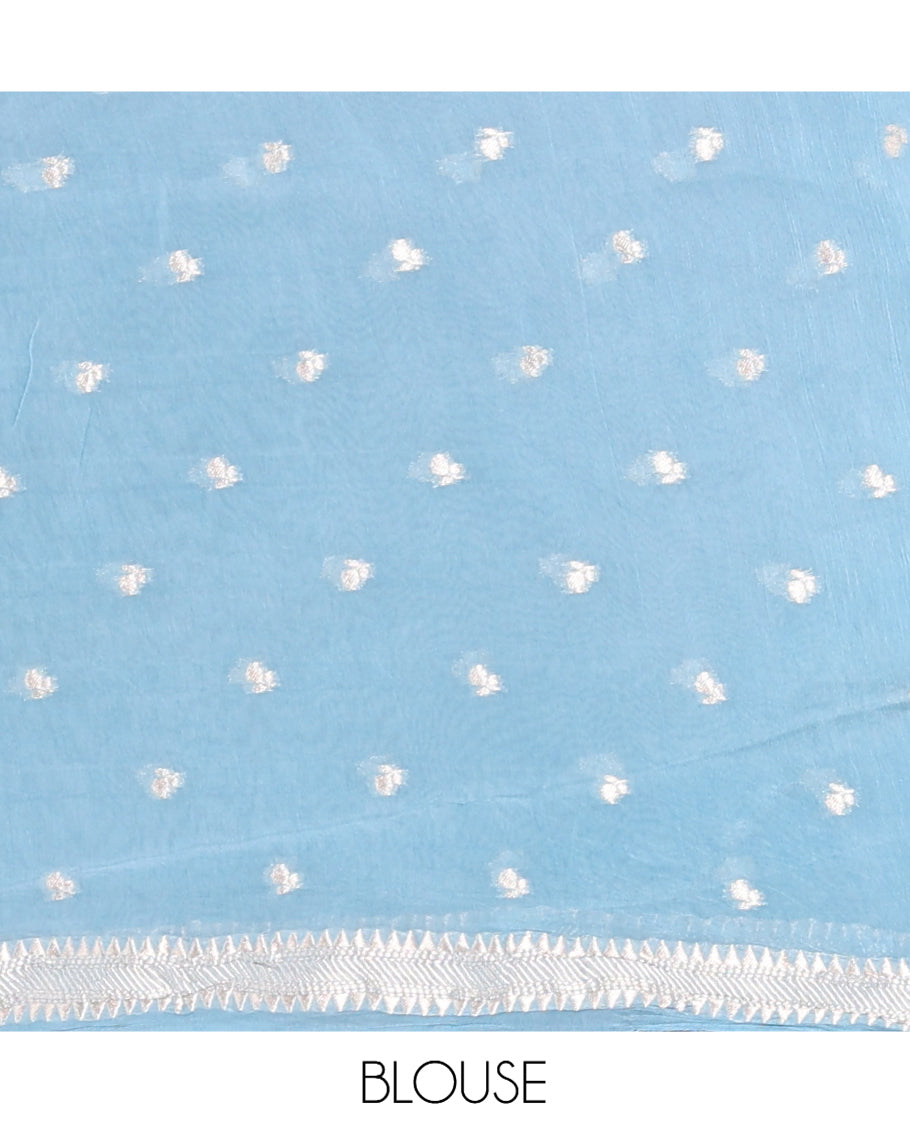 Peacock Blue Plain Viscose Georgette Saree
