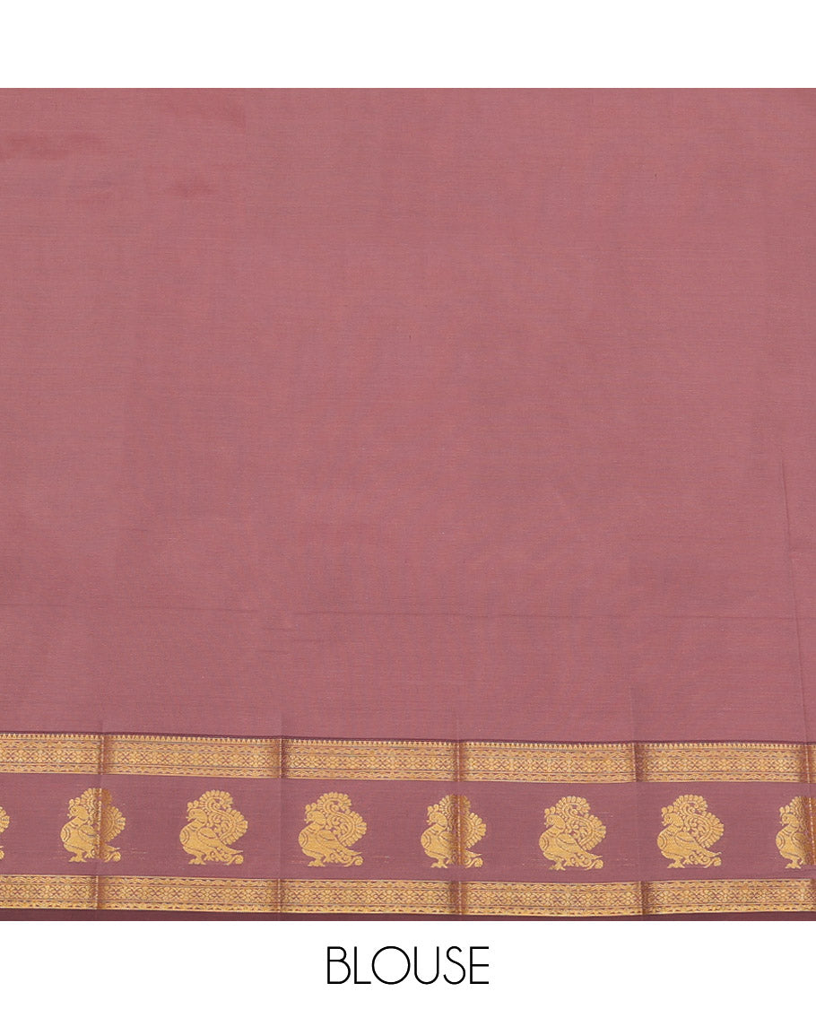 Pink Budget Silk Saree, Highlighted with Zari Buttas on Its Body, Complemented by a Contrast Traditional Zari Border of Peacock Designs, Grand Jaal Pallu, and Paired with a Contrast Blouse