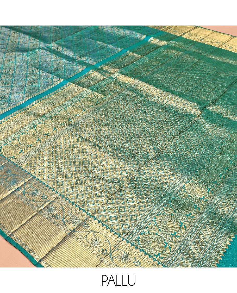 Peacock Blue Kanchipuram Wedding Silk Saree