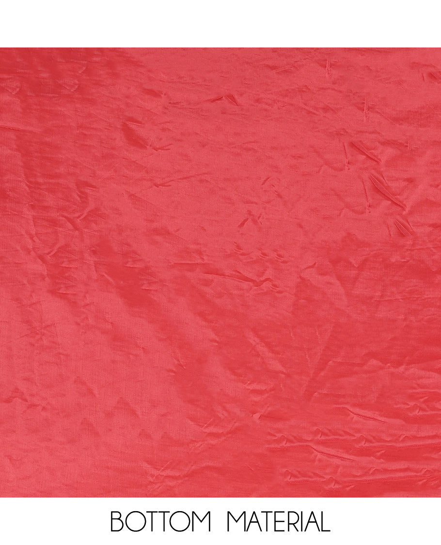 RedsMaroon Velvet Organza Designer Material Chudidar, Floral Embroidery Top, Plain Bottom, Rose Printed Dupatta