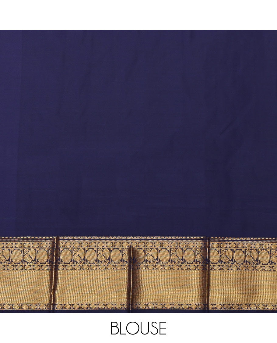 Green Budget Silk Saree, Embellished with Zari Buttas All Over Its Body, Complemented by a Contrast Traditional Zari Design Border, Grand Pallu, and Paired with a Contrast Blouse