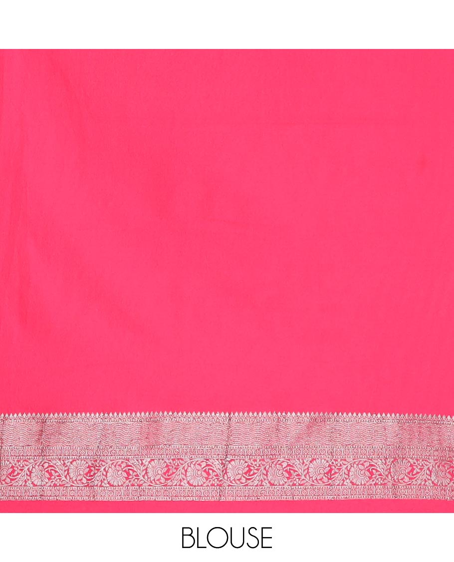 Red zari small butta candy crush georgette saree with zari jacquard border & weaving rich pallu along with plain blouse