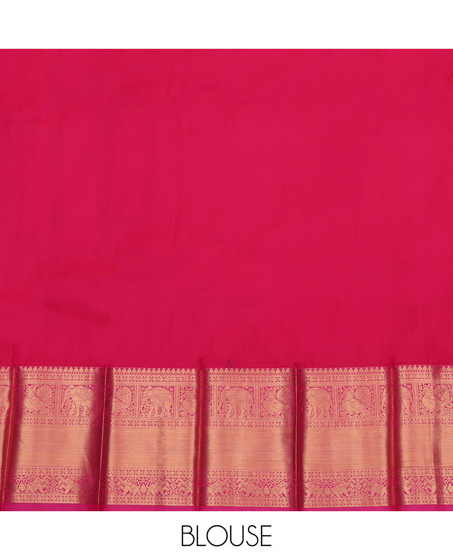 Sandal Budget Silk Saree, Subtly Woven with Zari Designs On Its Body, Complemented by Contrast Traditional Zari Designs Woven Border, Intricately Designed Pallu and Paired with a Contrast Blouse