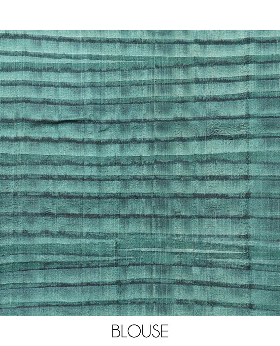 Borderless chevron design tussar silk saree with geometric design pallu