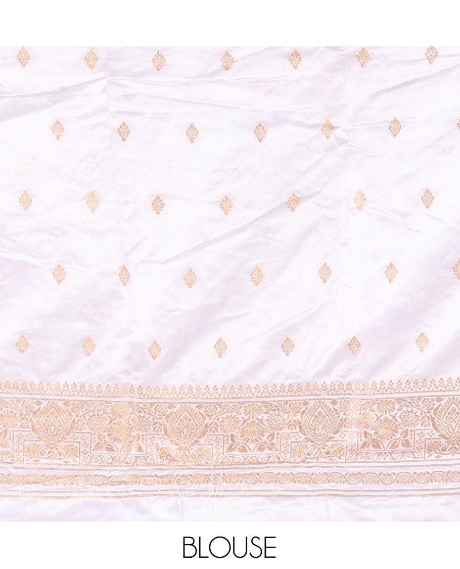 Milk White Semi-Silk Half-Saree