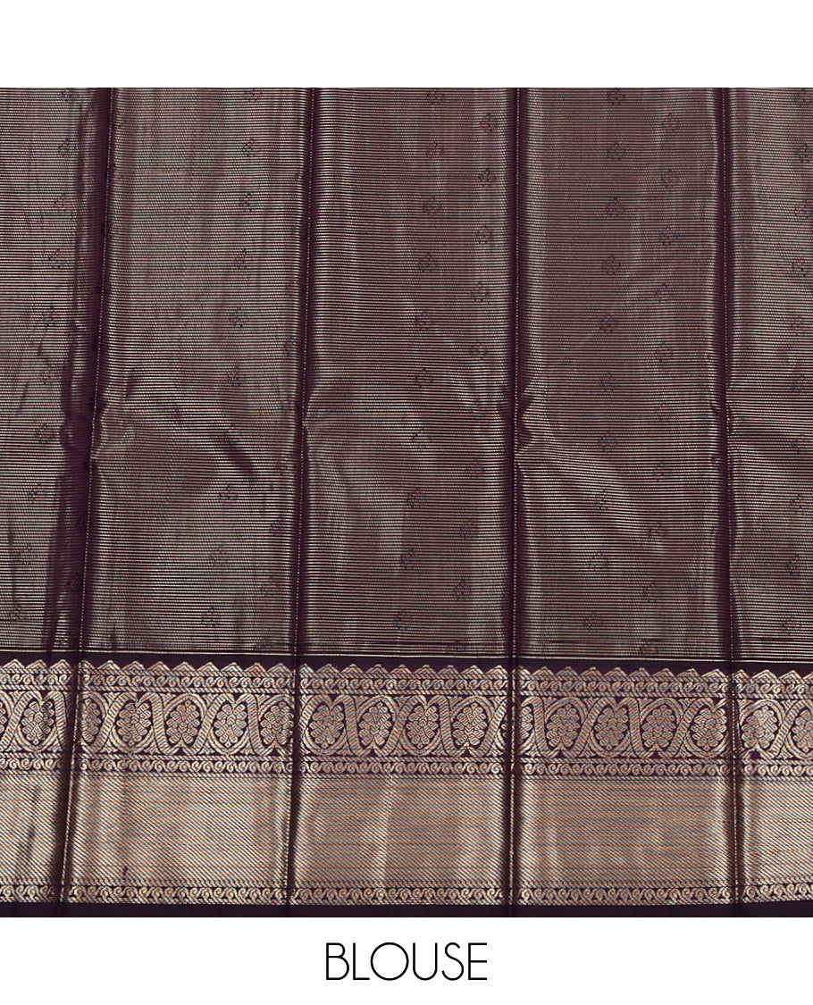 Blue Budget Silk Saree, Woven with Zari Buttas and Stripes, Complemented by a Contrast Traditional Zari Border, Grand Pallu, and a Contrast Blouse
