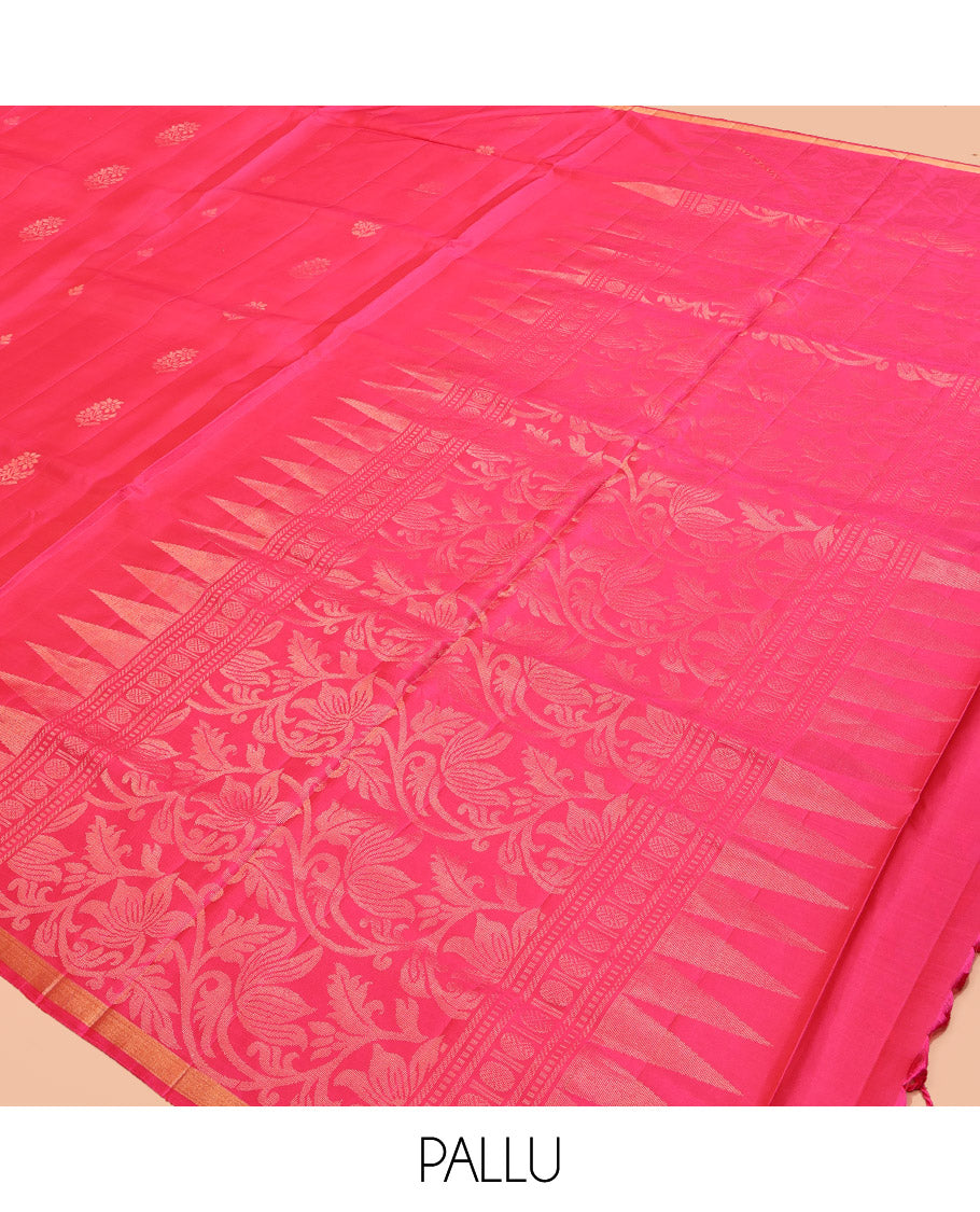 Pink Mayuri Lite Silk Mix Saree, Embellished with Zari Buttas, a Subtle Piping Border, Pallu of Floral Jaal Design, and a Matching Blouse