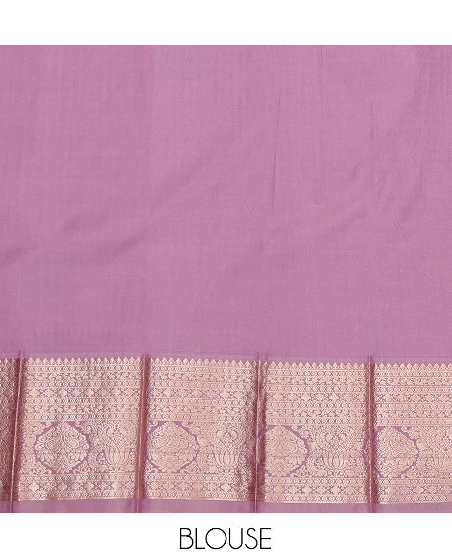 Blue Budget Silk Saree, Detailed with Zari Buttas, Complemented by a Contrast Traditional Zari Border, Grand Pallu, and Contrast Blouse