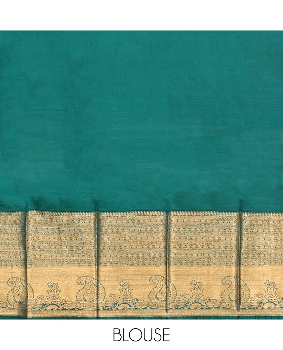 Red Budget Silk Saree, Enthralled with Zari Buttas and Checks, Complemented by a Contrast Traditional Zari Border, Intricate Pallu, and a Contrast Blouse