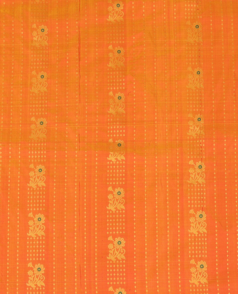 Orange Pure Silk Navarathna Pavadai Material Set