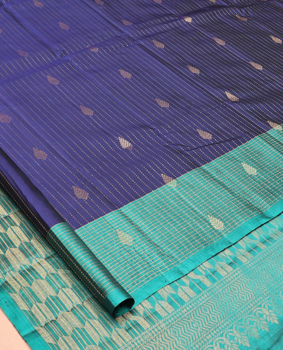 Blue Stripes Mayuri Lite Silk Mix Saree
