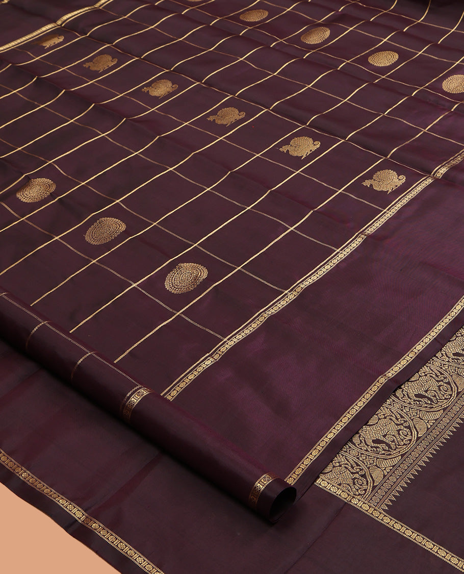 Brown Kanchipuram Chettinad Saree