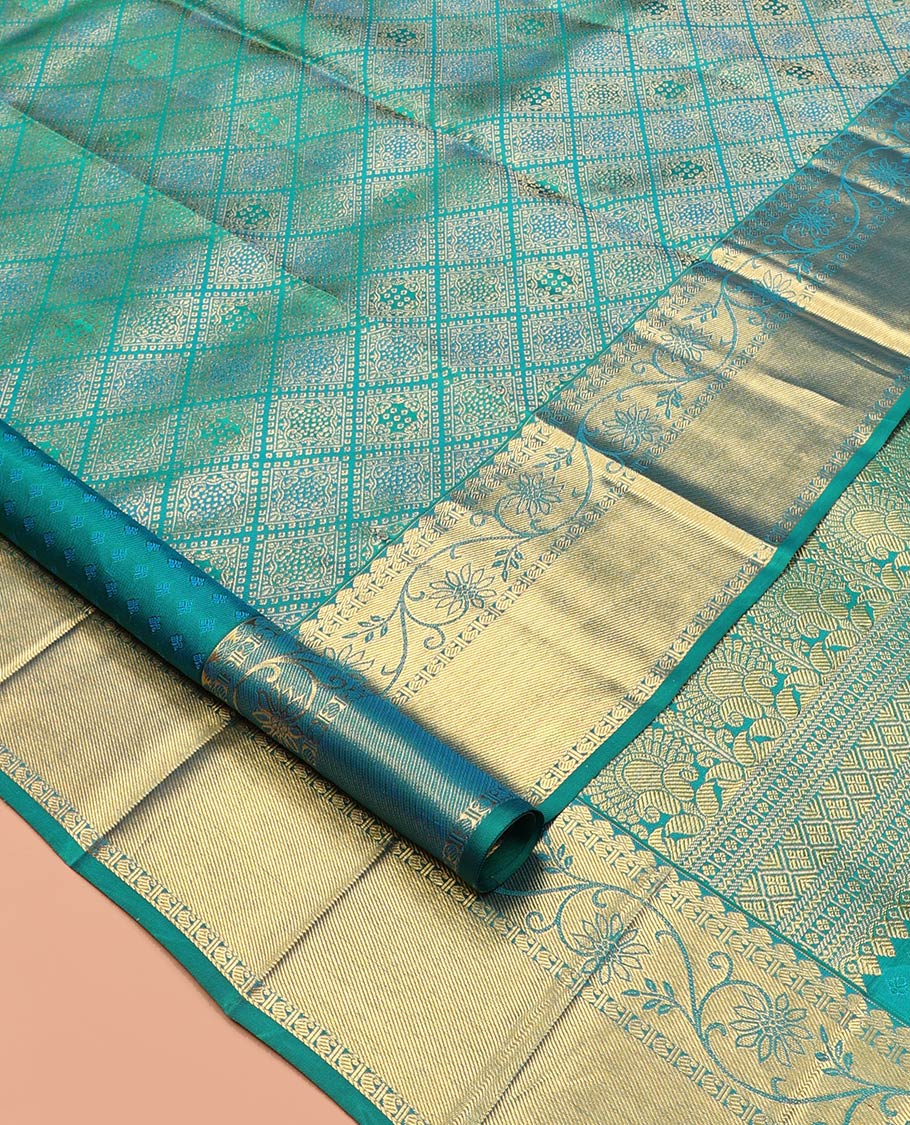 Peacock Blue Kanchipuram Wedding Silk Saree