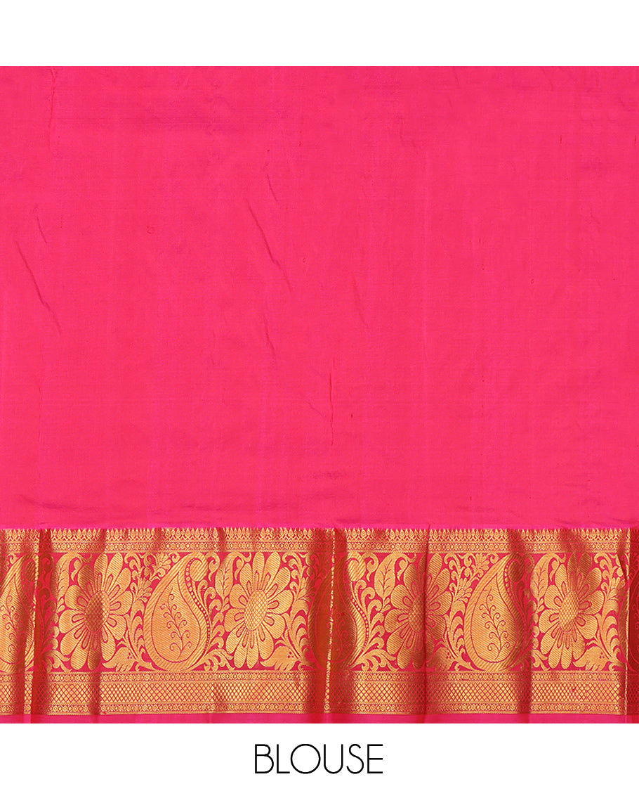 Orange Pure Silk Navarathna Pavadai Material Set