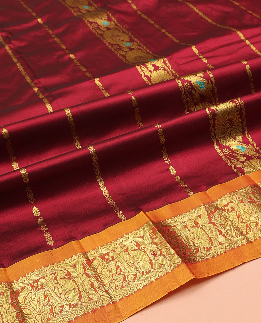 Maroon Pure-Silk Half-Saree