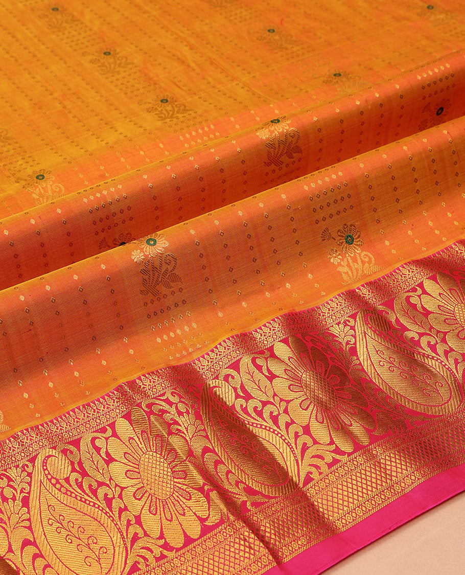 Orange Pure Silk Navarathna Pavadai Material Set