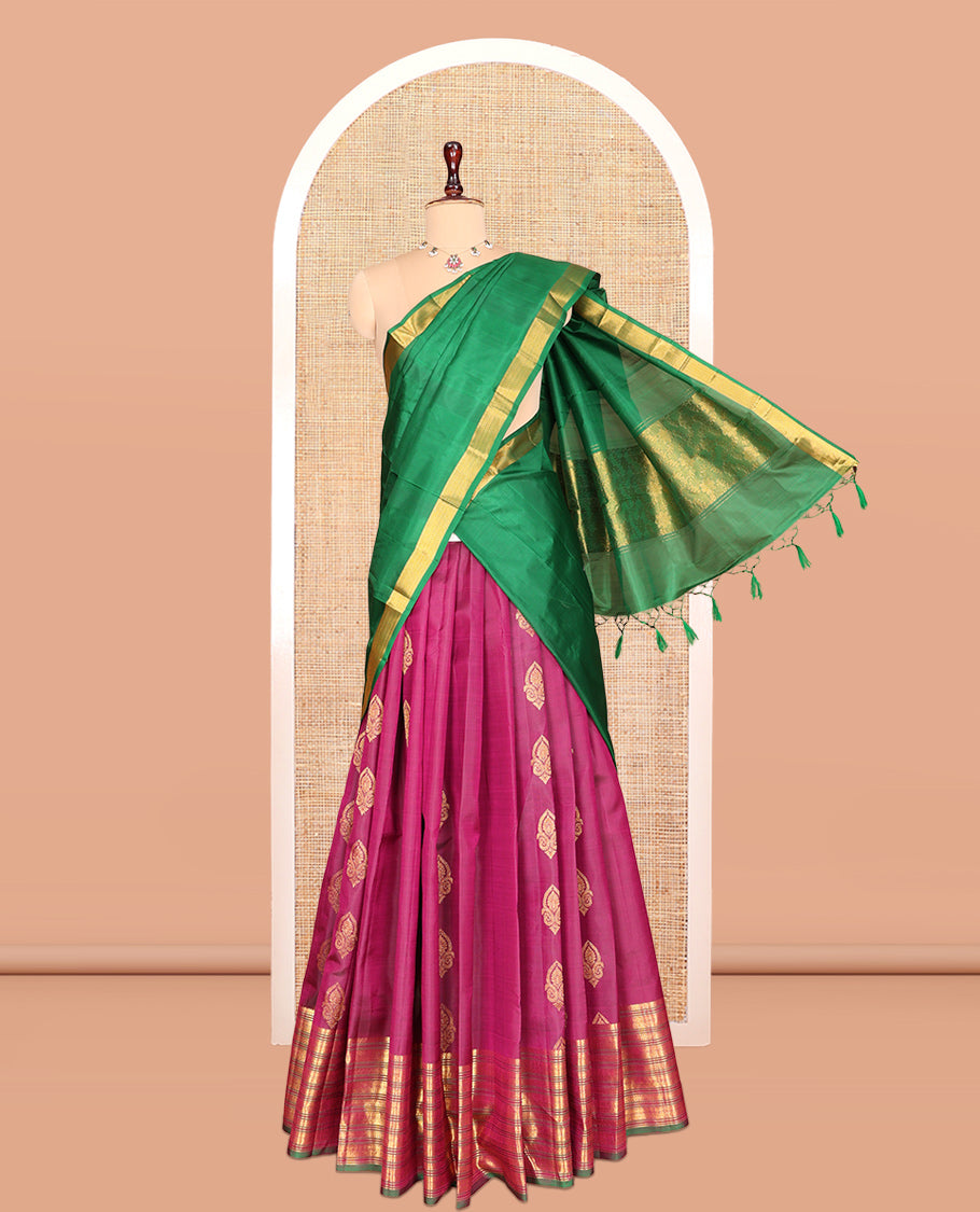 Wine Pure-Silk Half-Saree