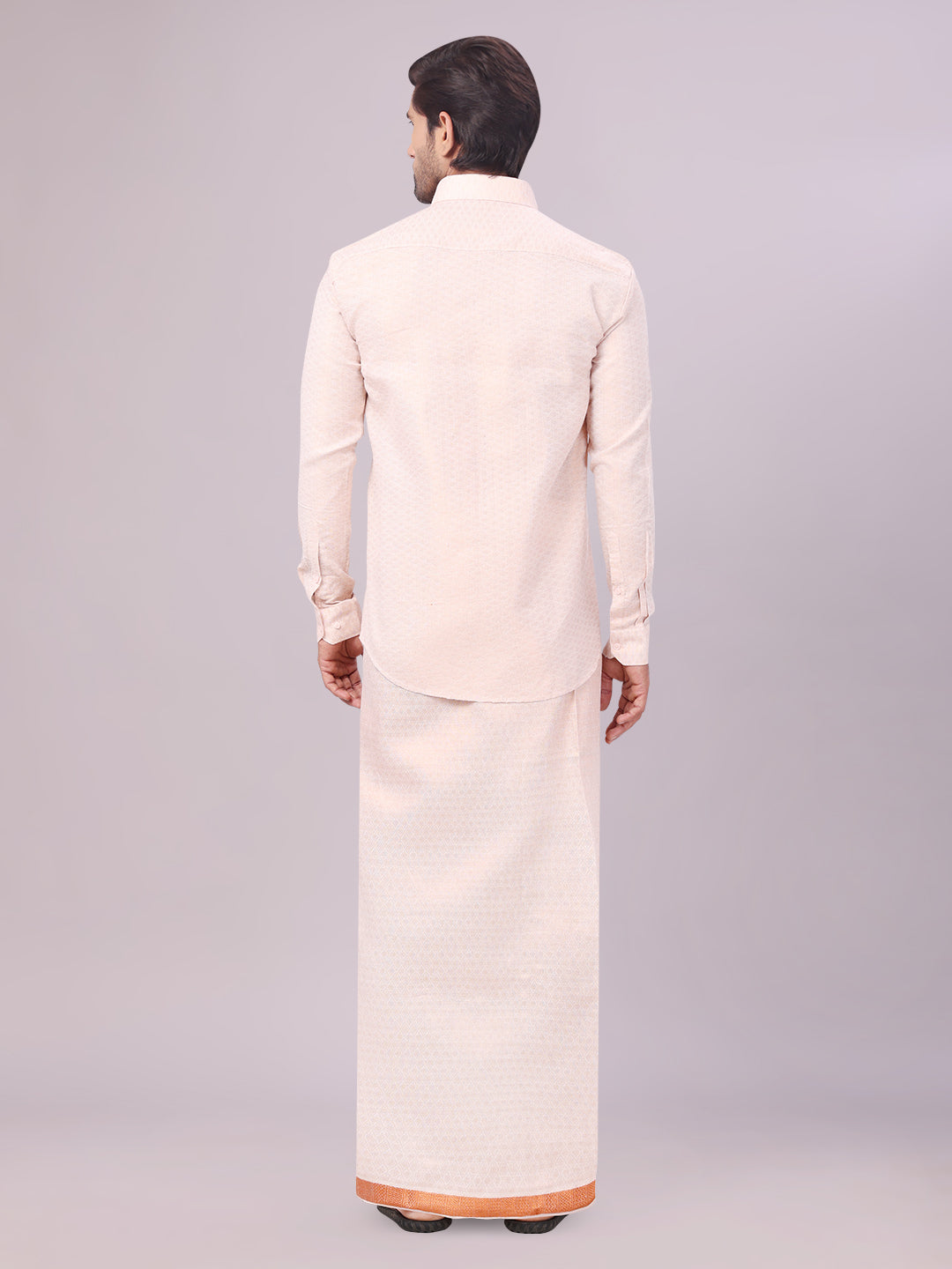 Men's Copper Tissue Jacquard Shirt with Matching Dhoti Combo Zeus