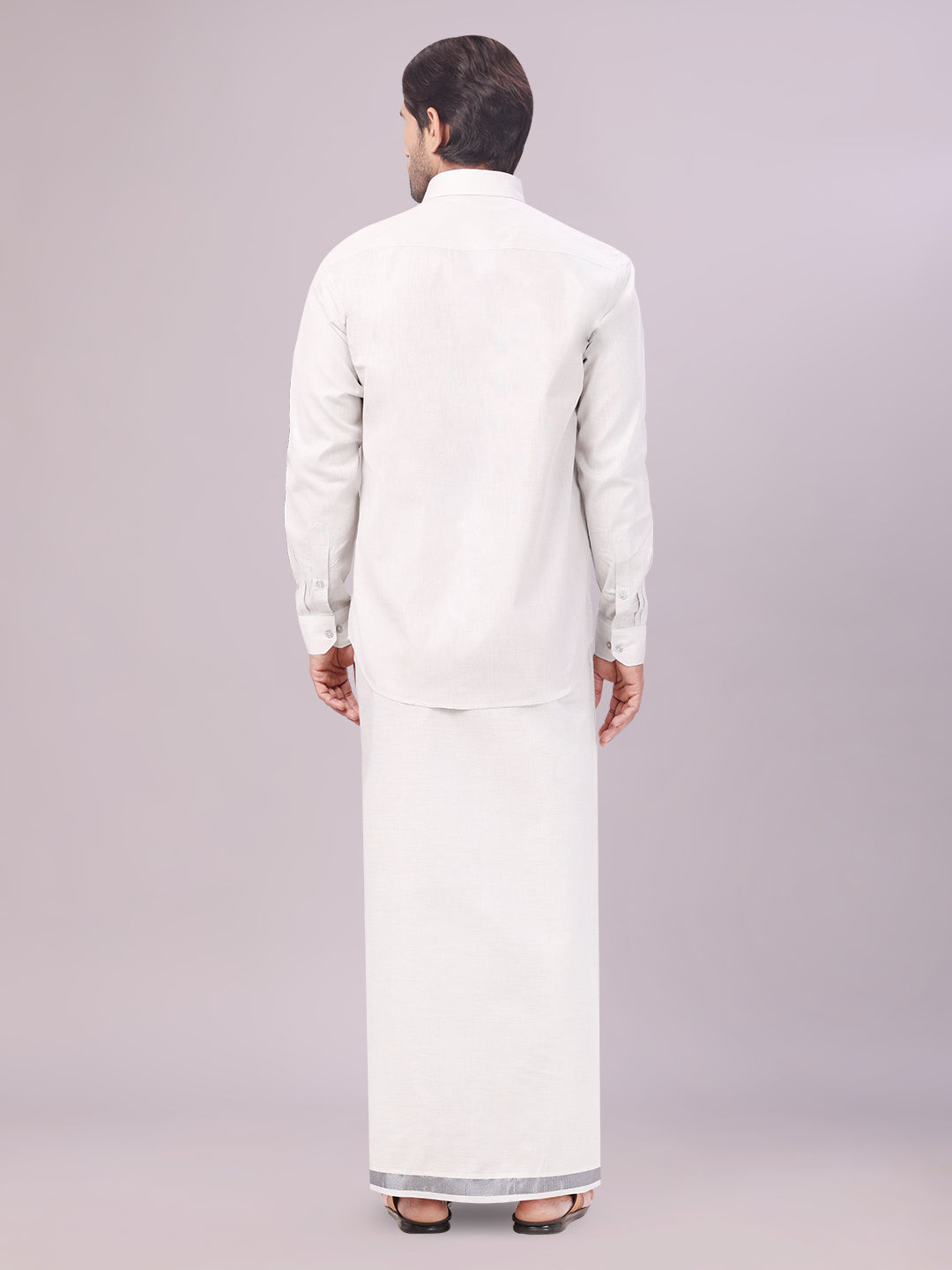 Mens Tissue Grey Colour Dhoti Shirt Wedding Combo Maverick