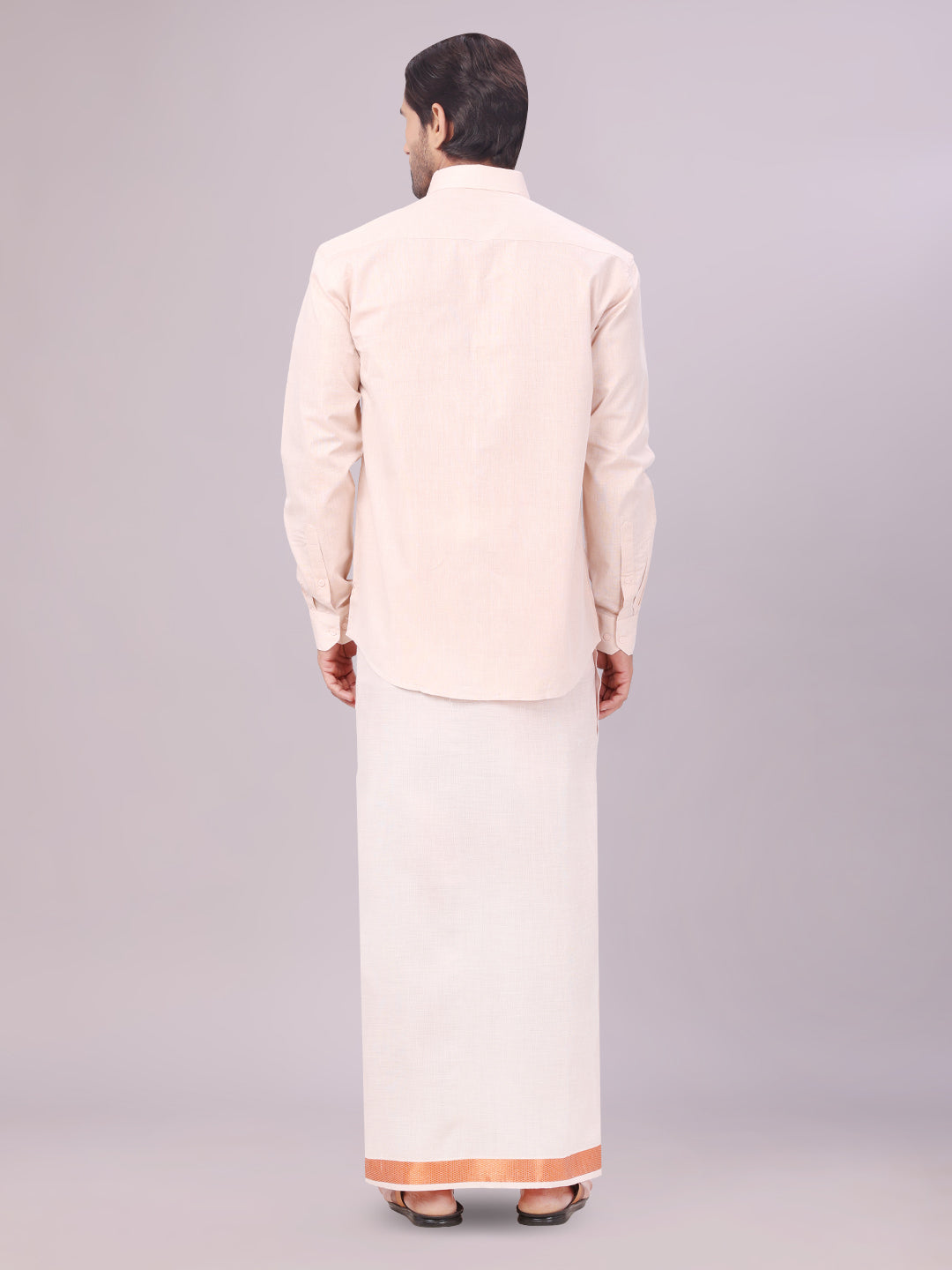 Men's Tissue Copper Color Dhoti Shirt Wedding Combo Maverick