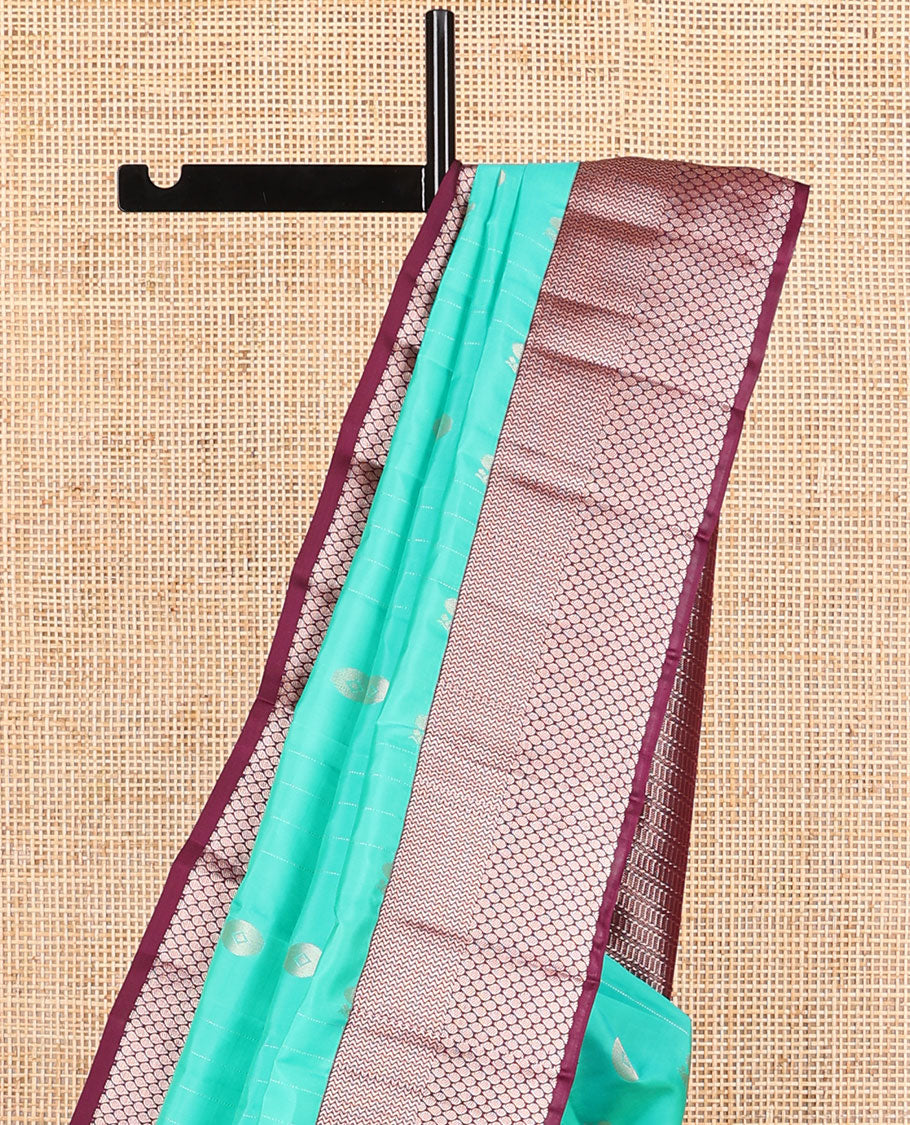Blue buttas vasundhara elite silk saree with contrast ogee design border & geometric design pallu
