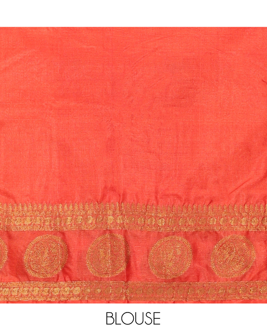 Orange Tussar Silk Saree