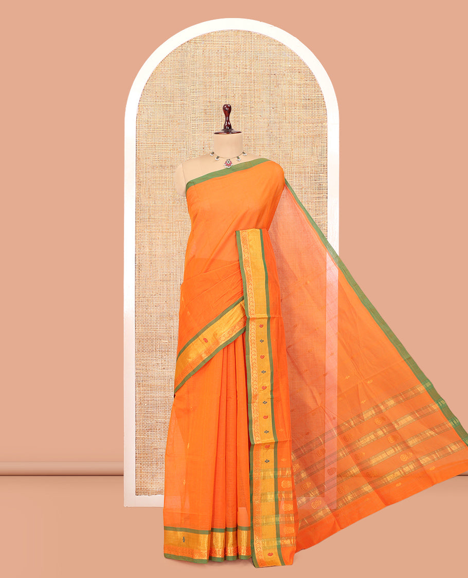 Orange Venkatagiri Cotton Saree
