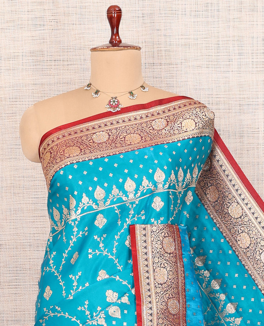 Blue Banaras Nylon Saree