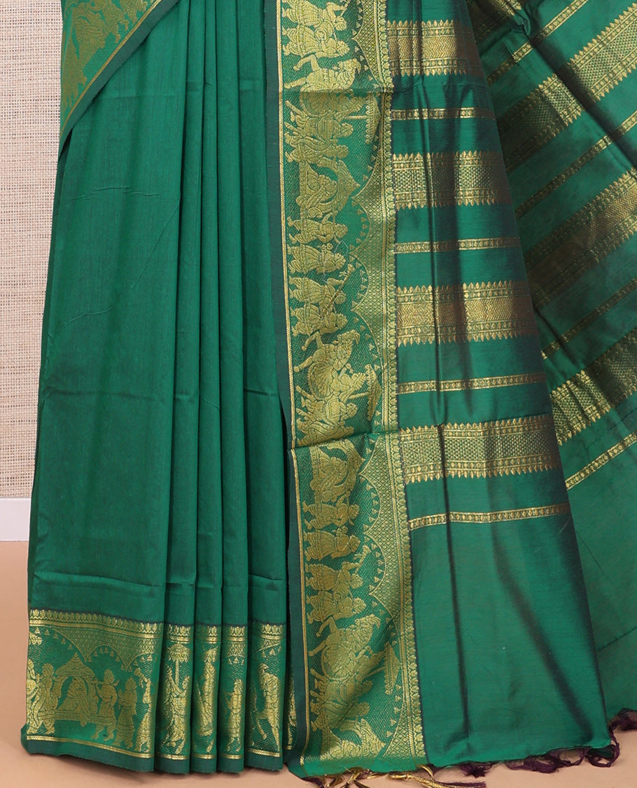 Green Plain Kalyani Cotton Saree