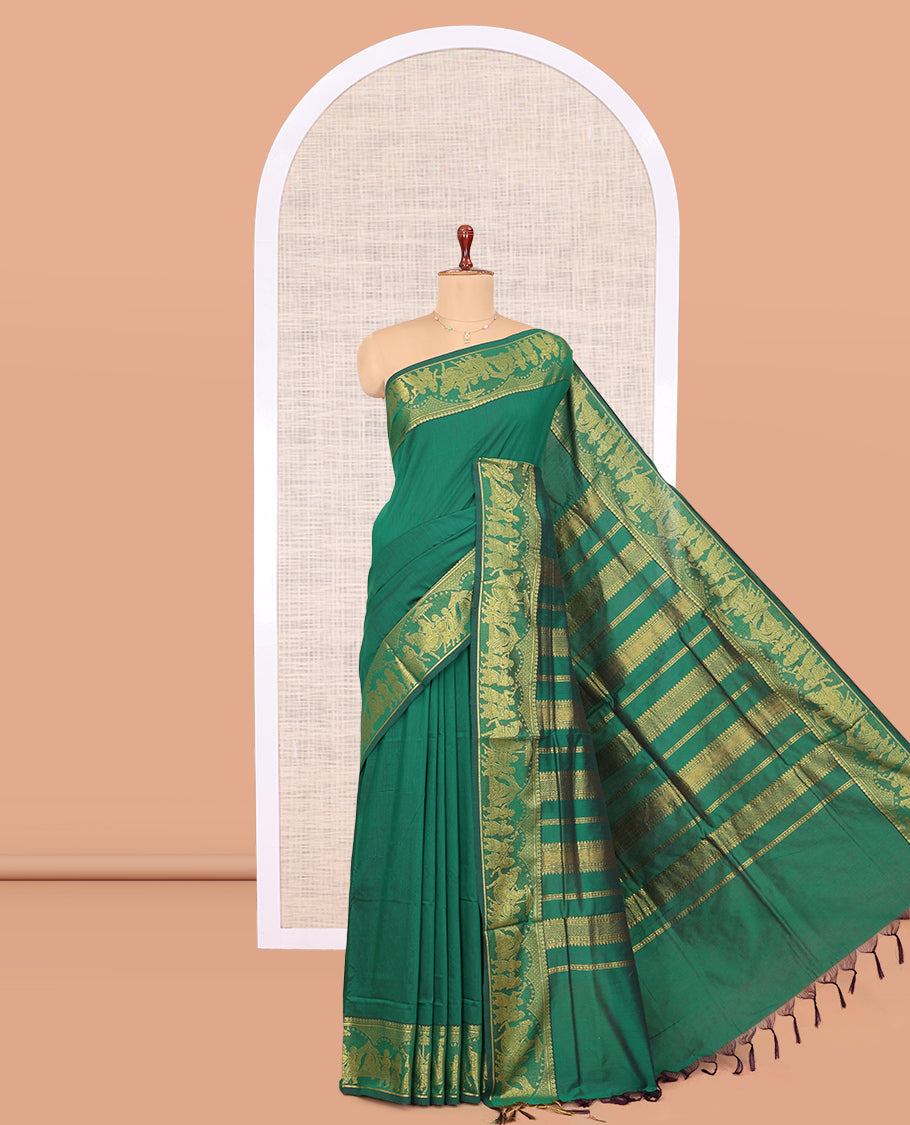 Green Plain Kalyani Cotton Saree