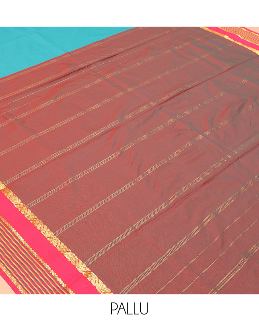 Blue Plain Ten-Yard Art Silk Saree