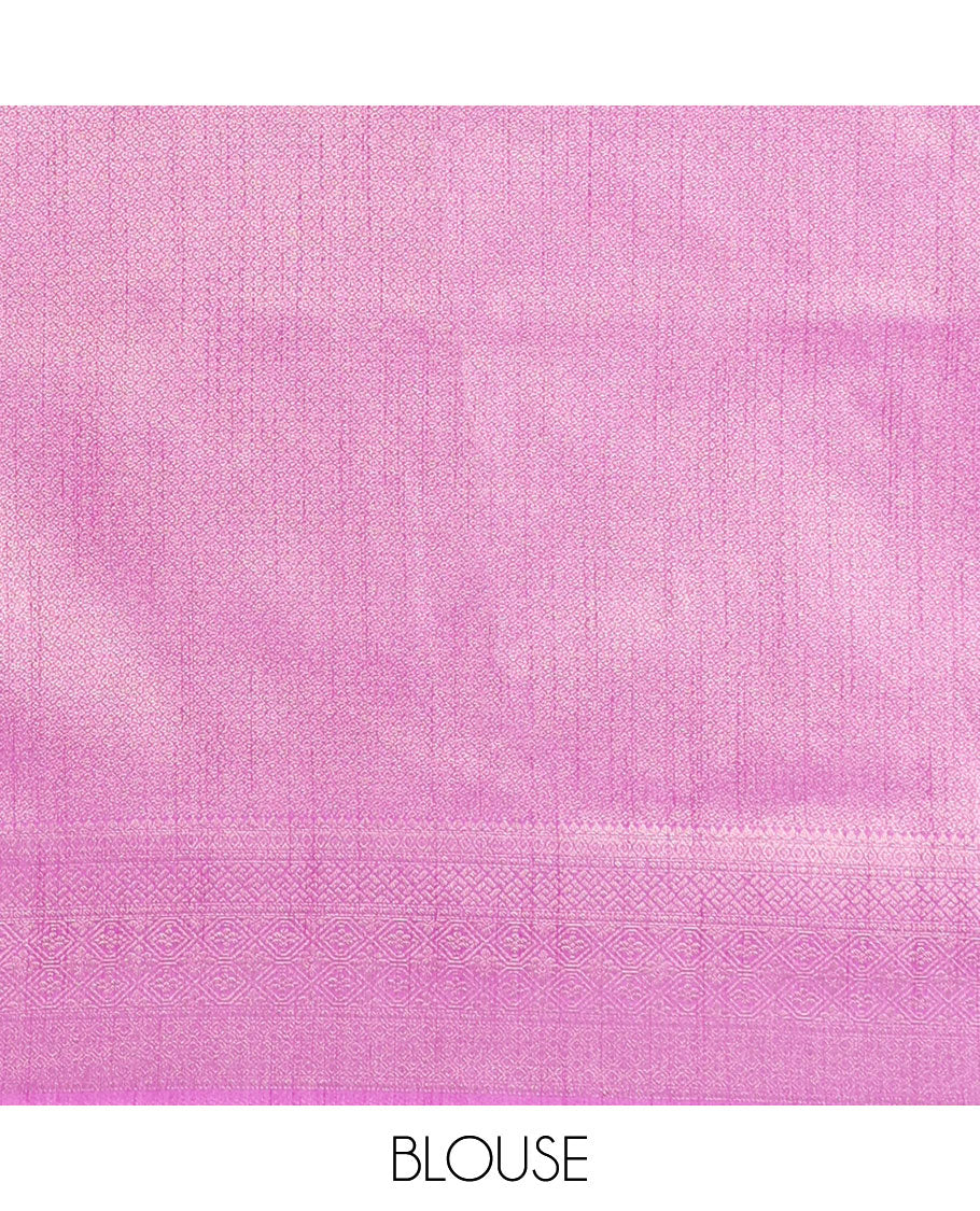 Lavender zari brocade weaving design banaras soft silk saree with jacquard border & rich weaving pallu along with brocade blouse