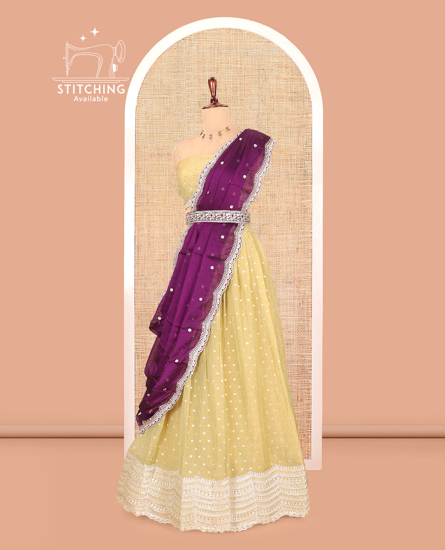 Pista Green Moss Organza Half-Saree