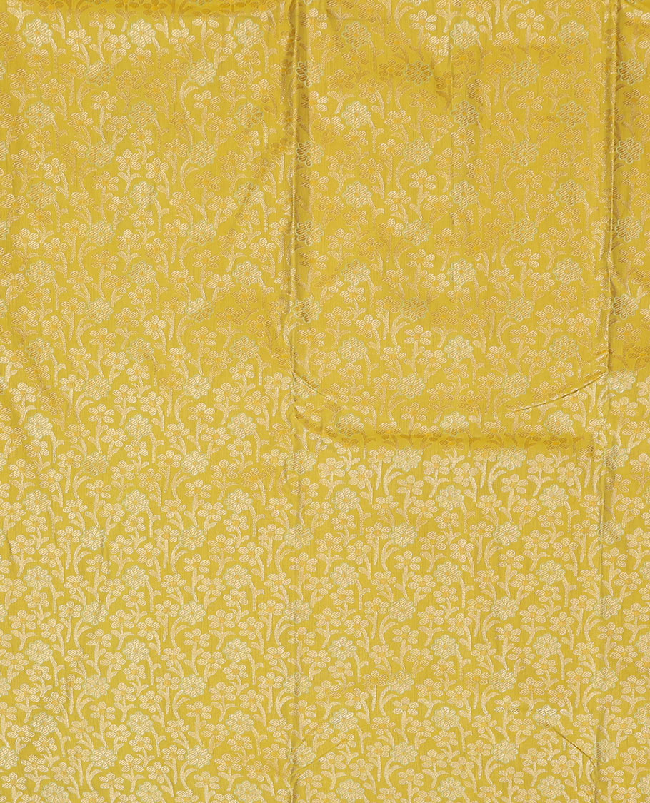 Leaf Green Art Silk Pavadai Material, Accentuated with Jacquard Design, Contrast Traditional Zari Design Border, and a Contrast Blouse