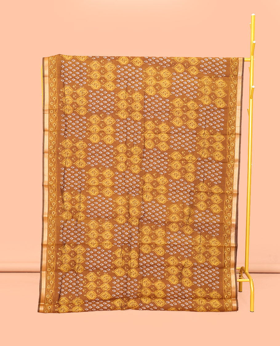 Blue Mul Mul Cotton Saree, Accentuated with Geometric Print, a Subtle Border, Floral-Printed Pallu, and a Matching Blouse