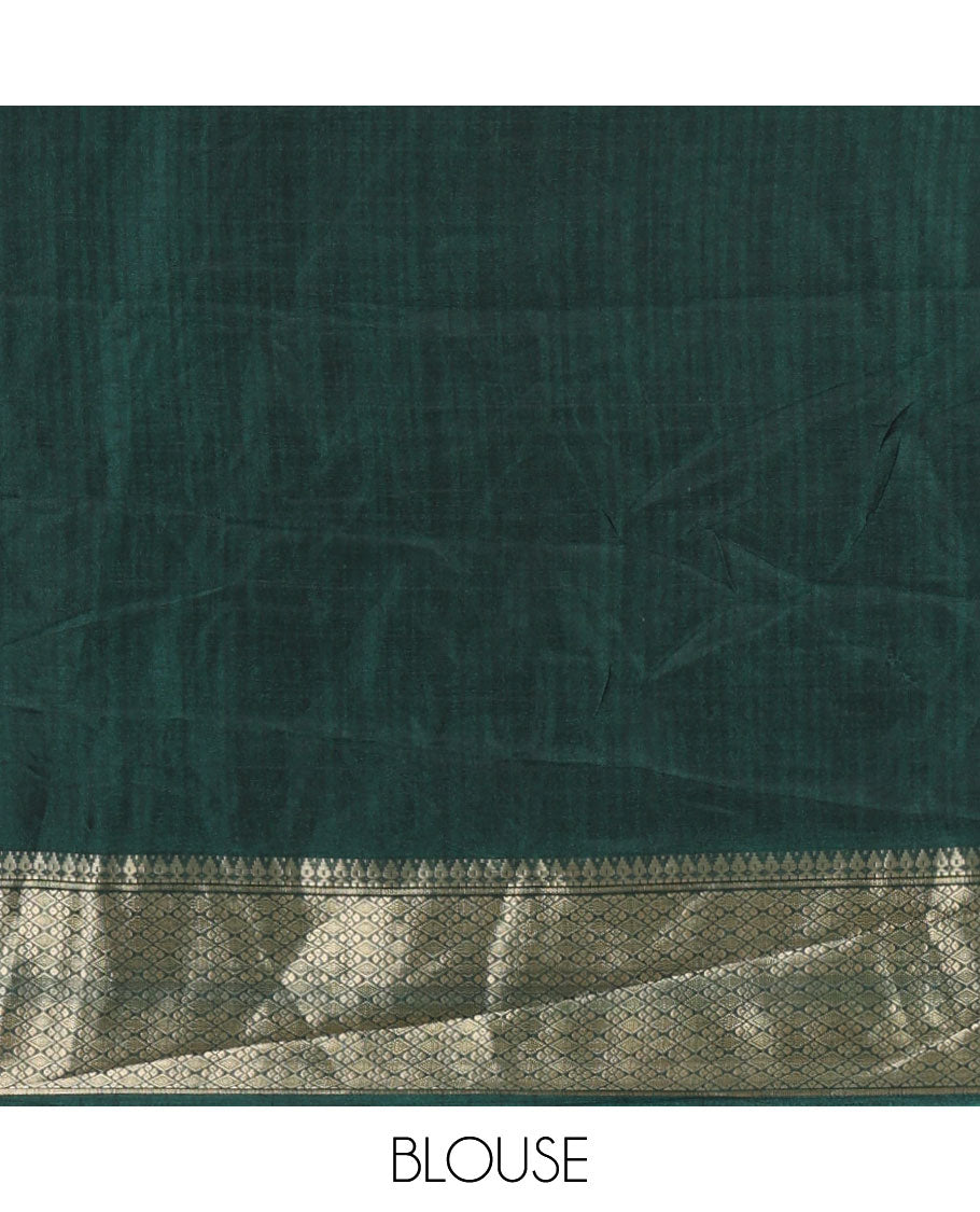Purple kalamkari-style floral vine printed dola silk saree, contrast traditional zari border & kalamkari peacock pallu