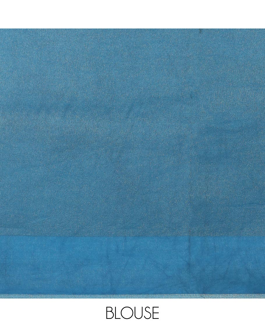 Blue floral design dola silk saree with self floral zari design & intricate zari design pallu