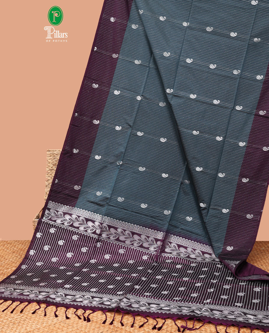 Borderless Blue horizontal with weaving butta luxury silk saree