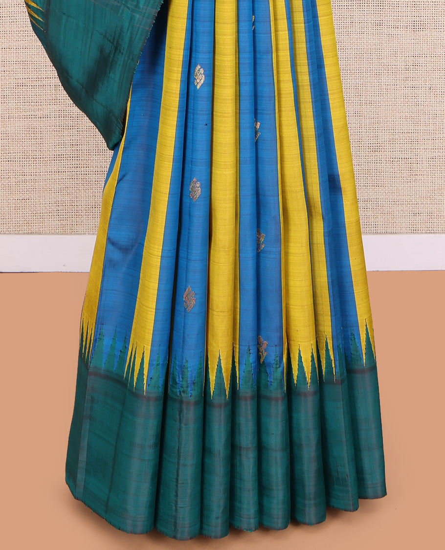 Blue-Yellow Kanchipuram Silk Saree