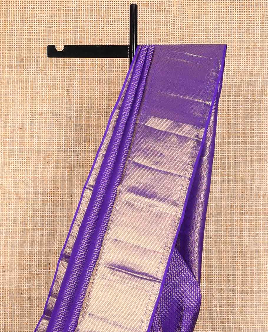 Violet jacquard design silk saree with self border of thilakam mokku, mayil kann design & zari design pallu