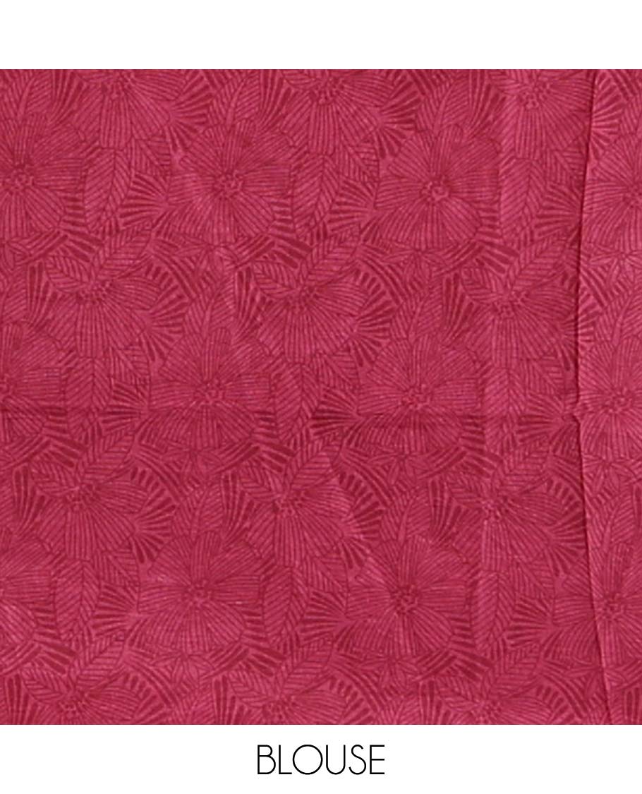 Maroon leaf design printed silk saree with contrast intricate design border & floral design pallu