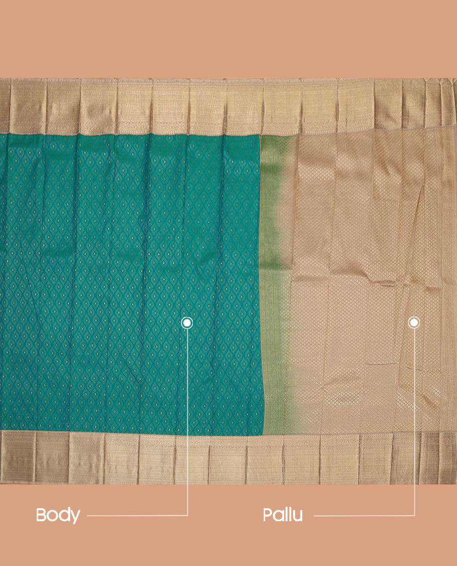 Blue Budget Silk Saree, Accentuated with Jacquard Design, Complemented by a Contrast Traditional Zari Border, Grand Jaal Pallu, and Contrast Blouse