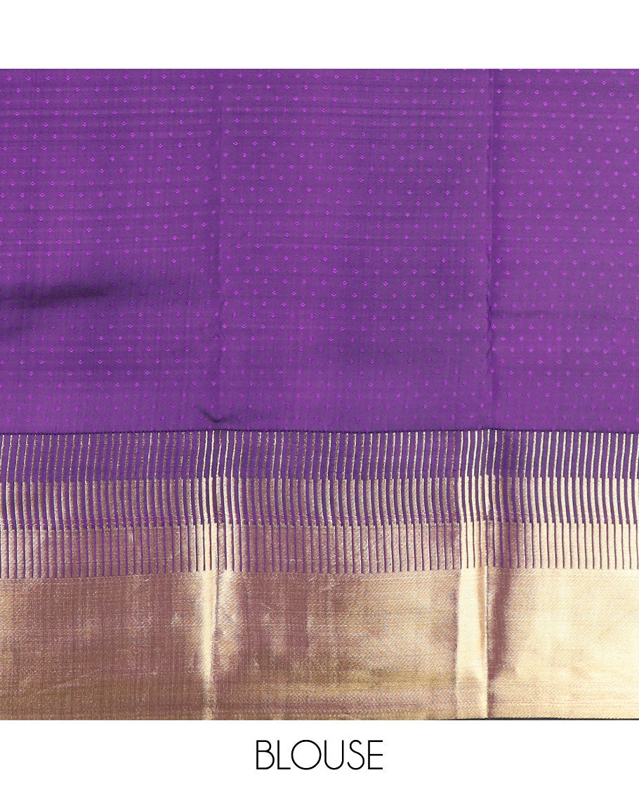Peach checked silk saree with contrast bhavanji border & floral enclosed checked design pallu