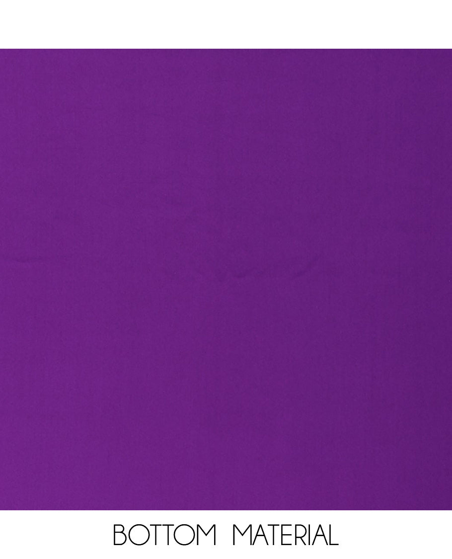 Dark purple moti handwork velvet organza chudidhar material top with american crepe pant & one side handwork dupatta