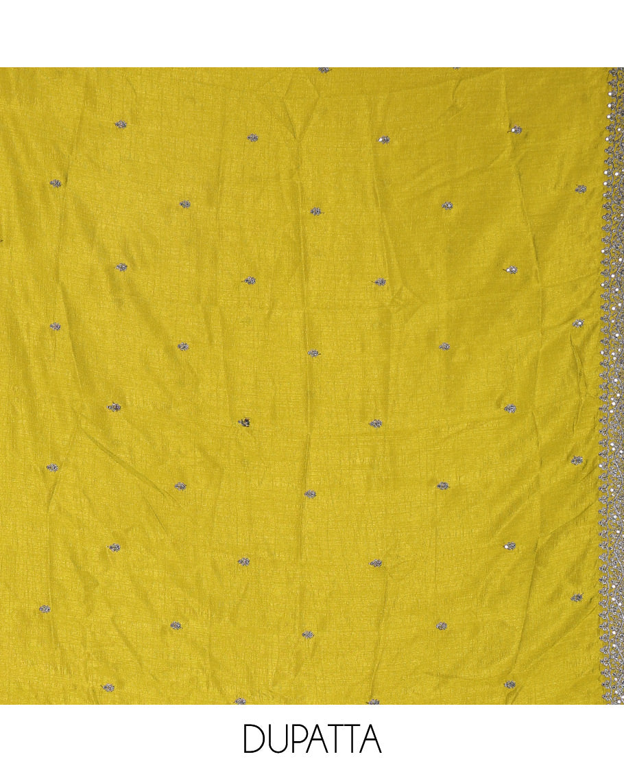 Green Material Chudidar Set Embellished with Thread and Sequins Embroidery Vichitra Silk Top, Subtly Made Plain Santoon Bottom, and a Vichitra Silk Dupatta of Thread and Sequins Embroidery