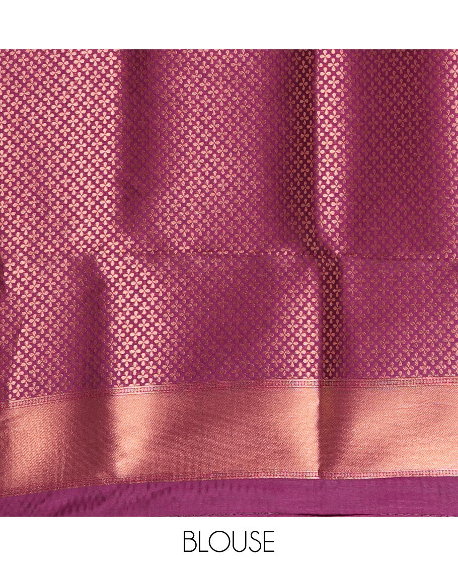 Wine paisley zari jacquard Kanchi tissue saree, zari border, pallu steeped with paisleys, and jacquard matching blouse