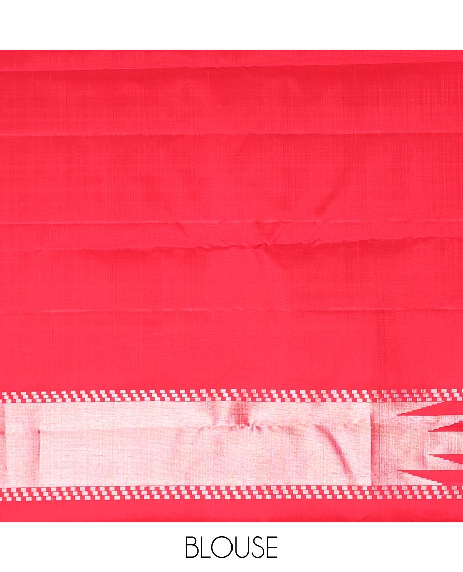 Red kanchipuram silk saree with self zari design border & bhavanji design pallu