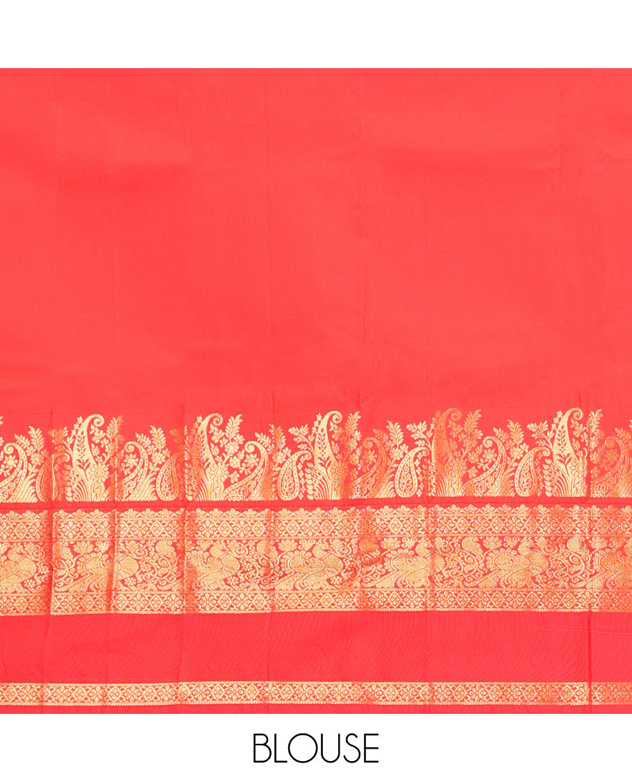 Off-White-Red Budget Silk Saree